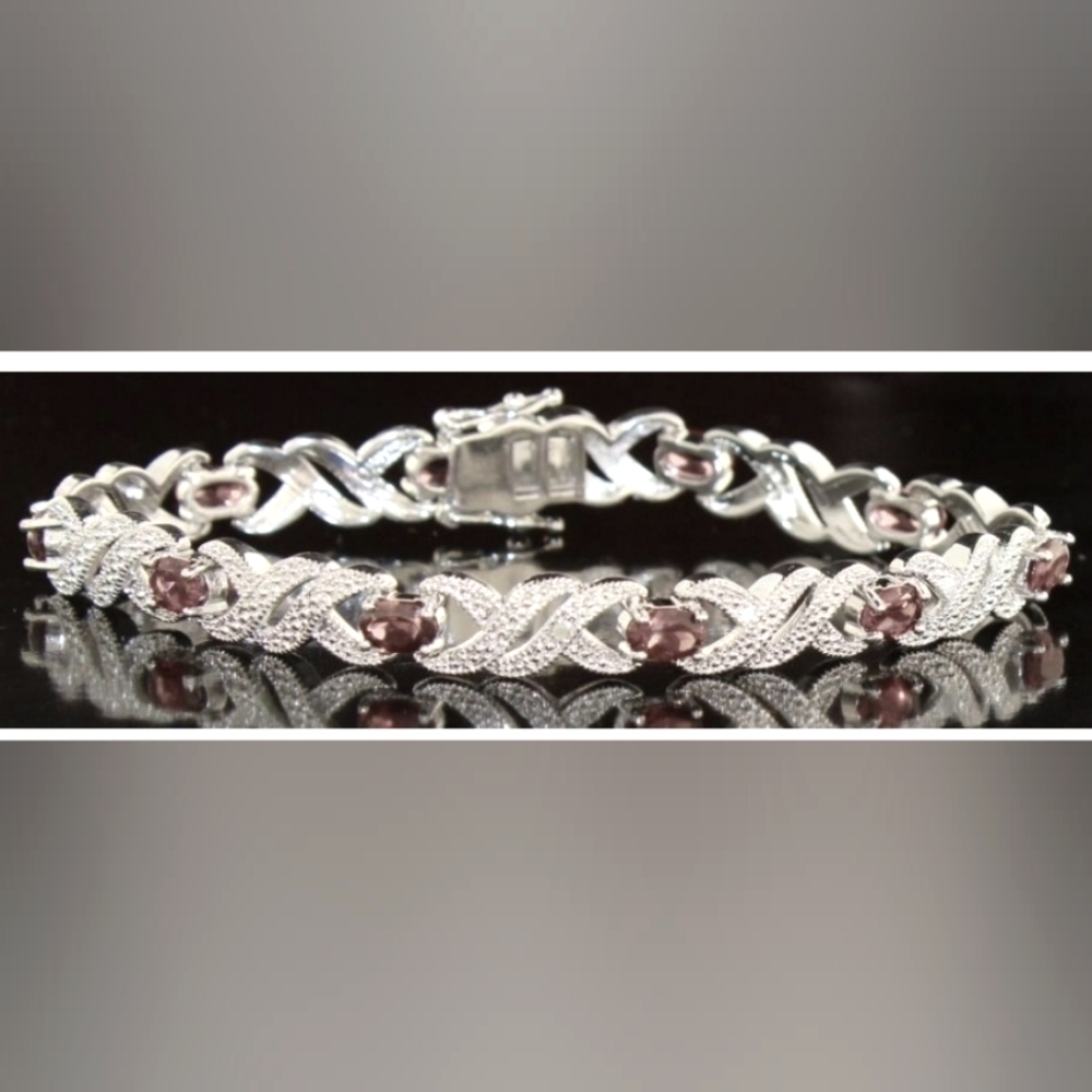 Lot116 Genuine 5.00 ct Garnet & Diamond Accent Bracelet